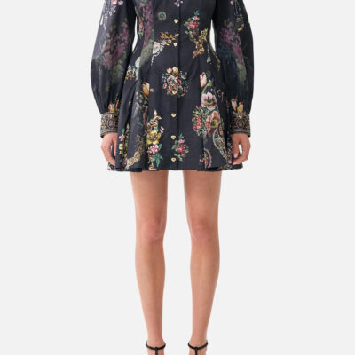 CAMILLA Short Button Front Shirt Dress Night Garden - Image 1