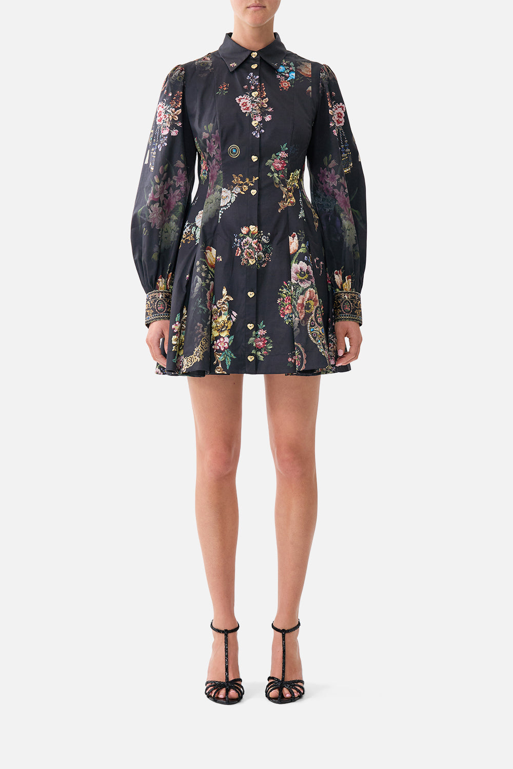 CAMILLA Short Button Front Shirt Dress Night Garden - Image 1