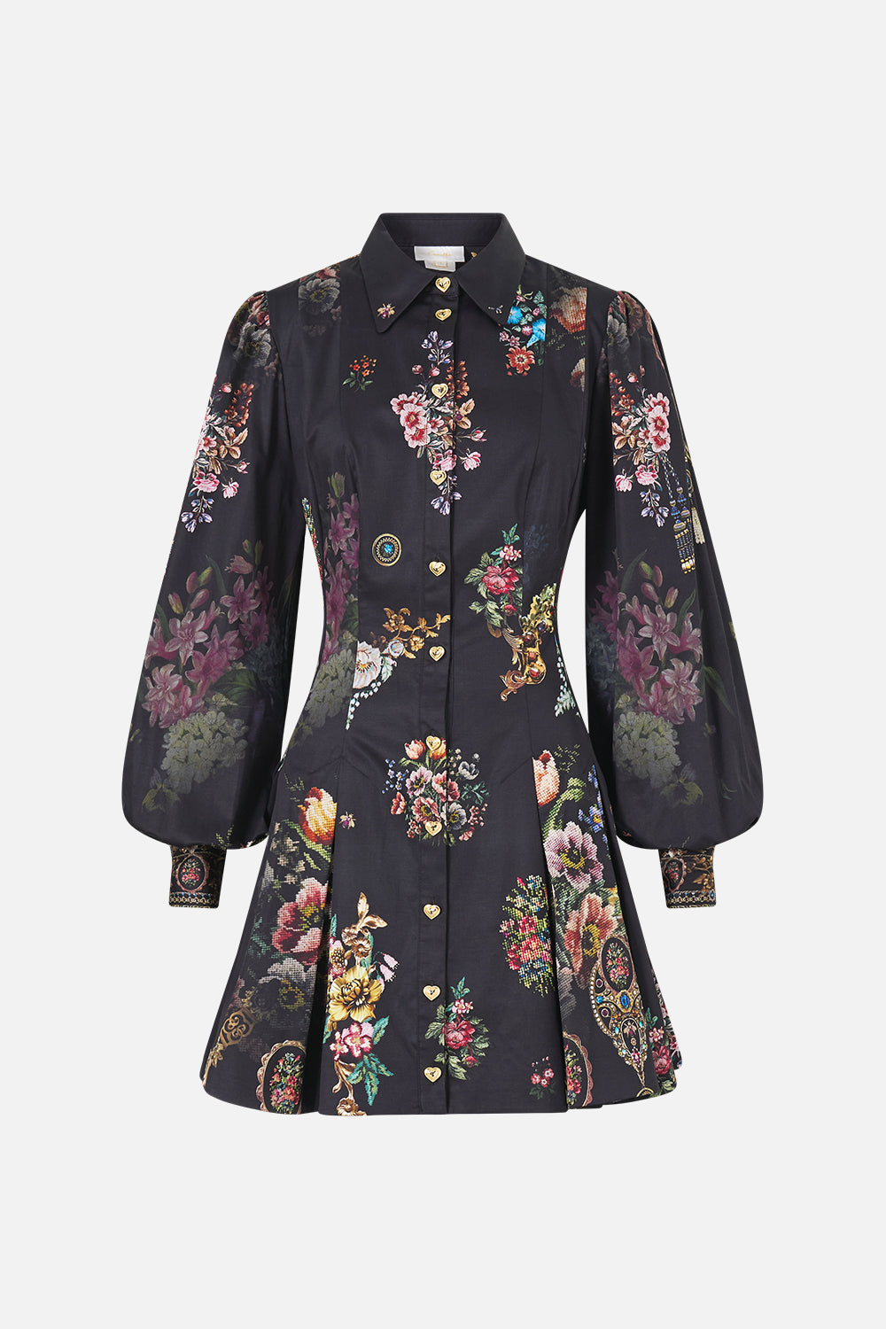 MNCAM131026140621603_3 CAMILLA Short Button Front Shirt Dress Night Garden - Image 3