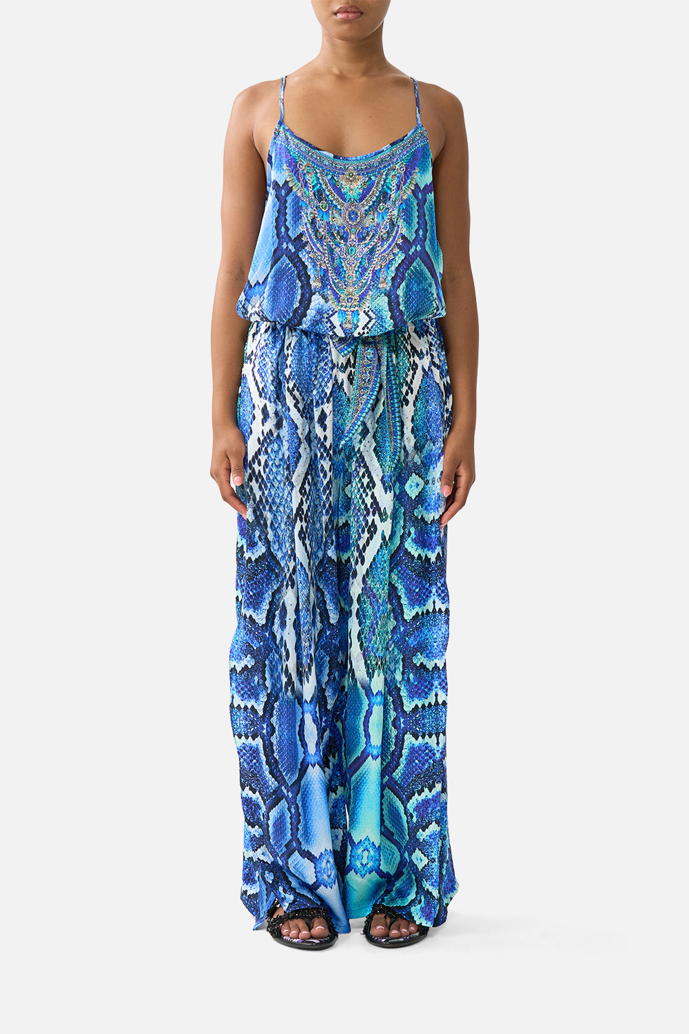 CAMILLA Shoestring Strap Jumpsuit the Sapphire Serpent - Image 1