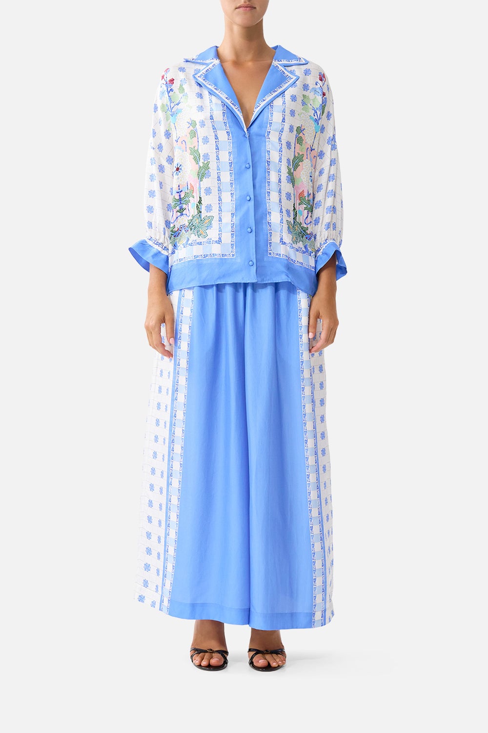 CAMILLA Shirt With Gathered Cuff Midsummer Mosaics - Image 1