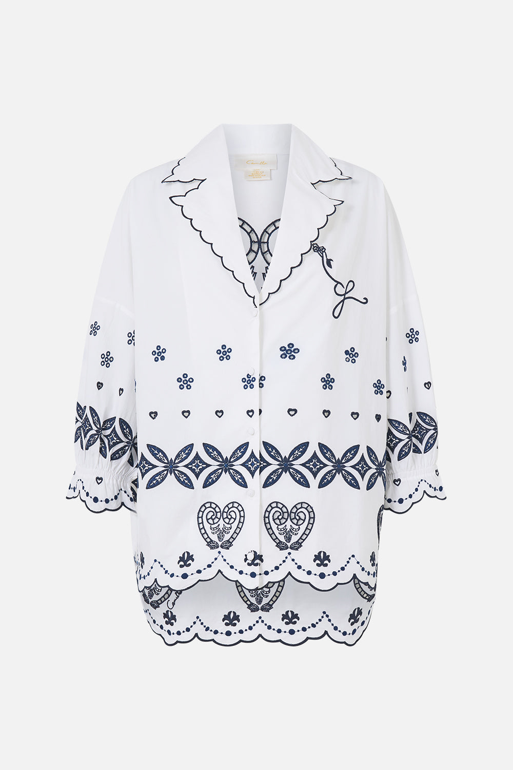 CAMILLA Shirt With Gathered Cuff A Tiled Wonderland - Image 3