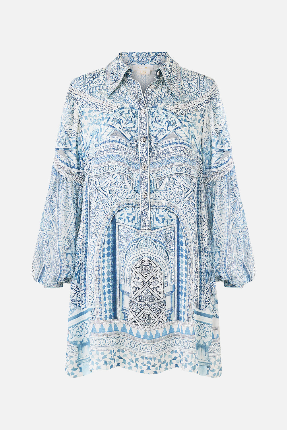 CAMILLA Shirt Dress With Blouson Sleeve the Hum OF the Alhambra - Image 3