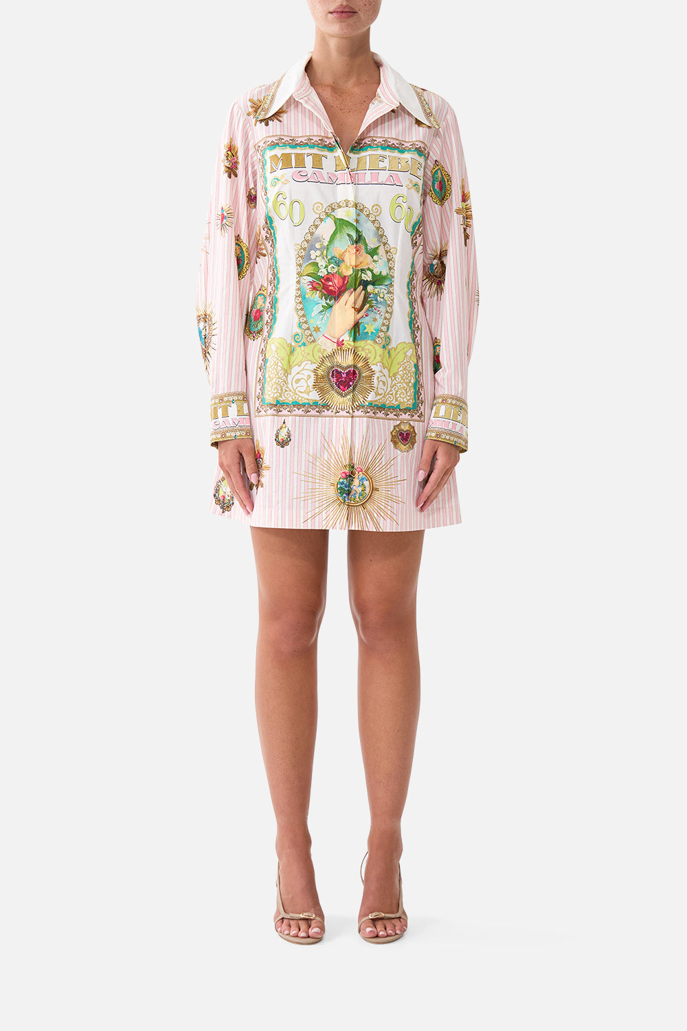 CAMILLA Shirt Dress With A Line Skirt Painted Prayers - Image 1