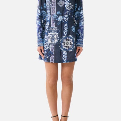CAMILLA Shirt Dress With A Line Skirt A Tiled Wonderland - Image 1