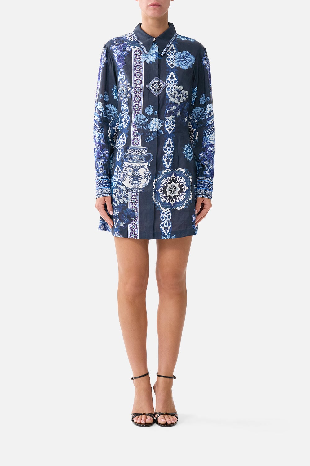 CAMILLA Shirt Dress With A Line Skirt A Tiled Wonderland - Image 1