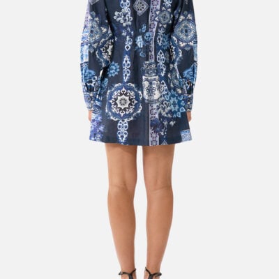 CAMILLA Shirt Dress With A Line Skirt A Tiled Wonderland - Image 2