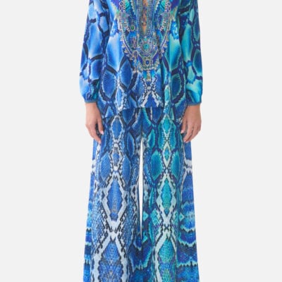 CAMILLA Shirred Waist Pant the Sapphire Serpent - Image 1