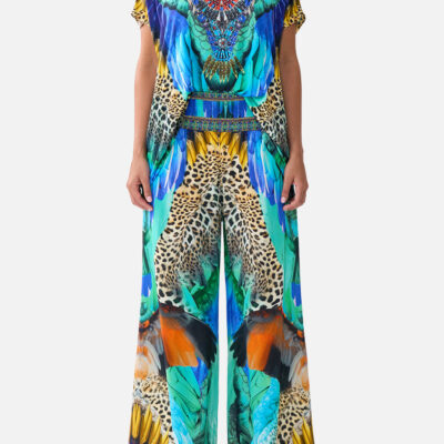 CAMILLA Shirred Waist Pant Jungle Flight - Image 1