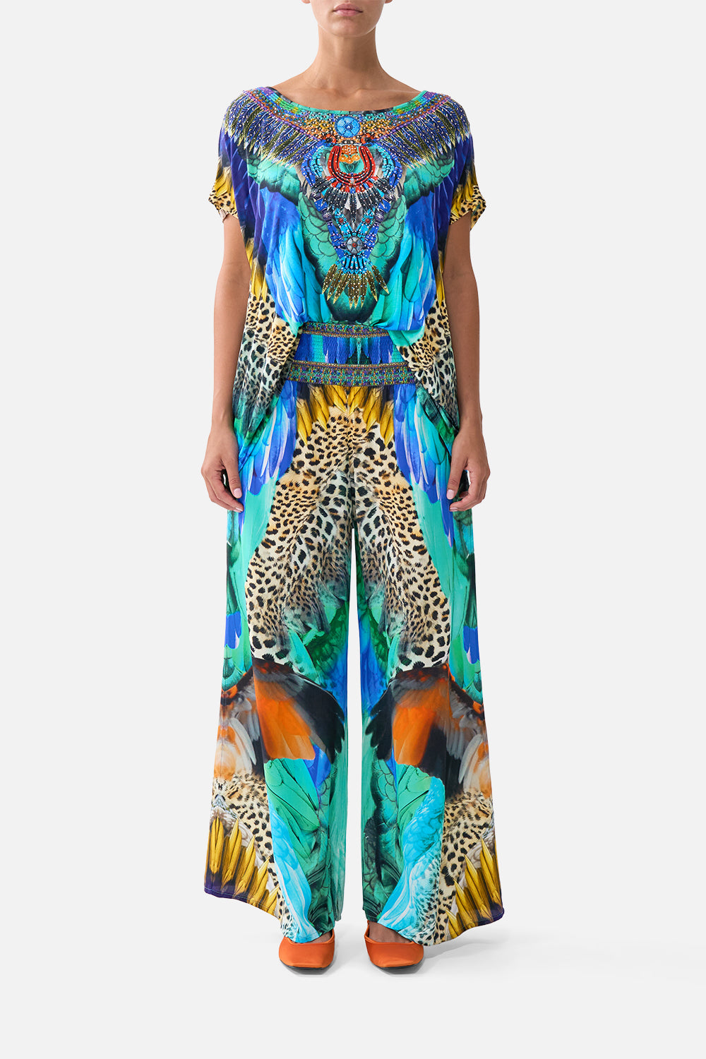 CAMILLA Shirred Waist Pant Jungle Flight - Image 1