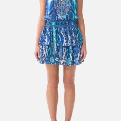 CAMILLA Shirred Waist Mini Dress the Sapphire Serpent - Image 1