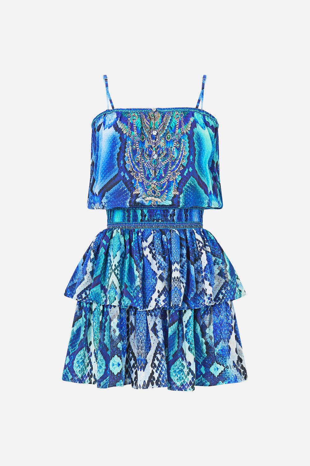 MNCAM131026140621629_3 CAMILLA Shirred Waist Mini Dress the Sapphire Serpent - Image 3