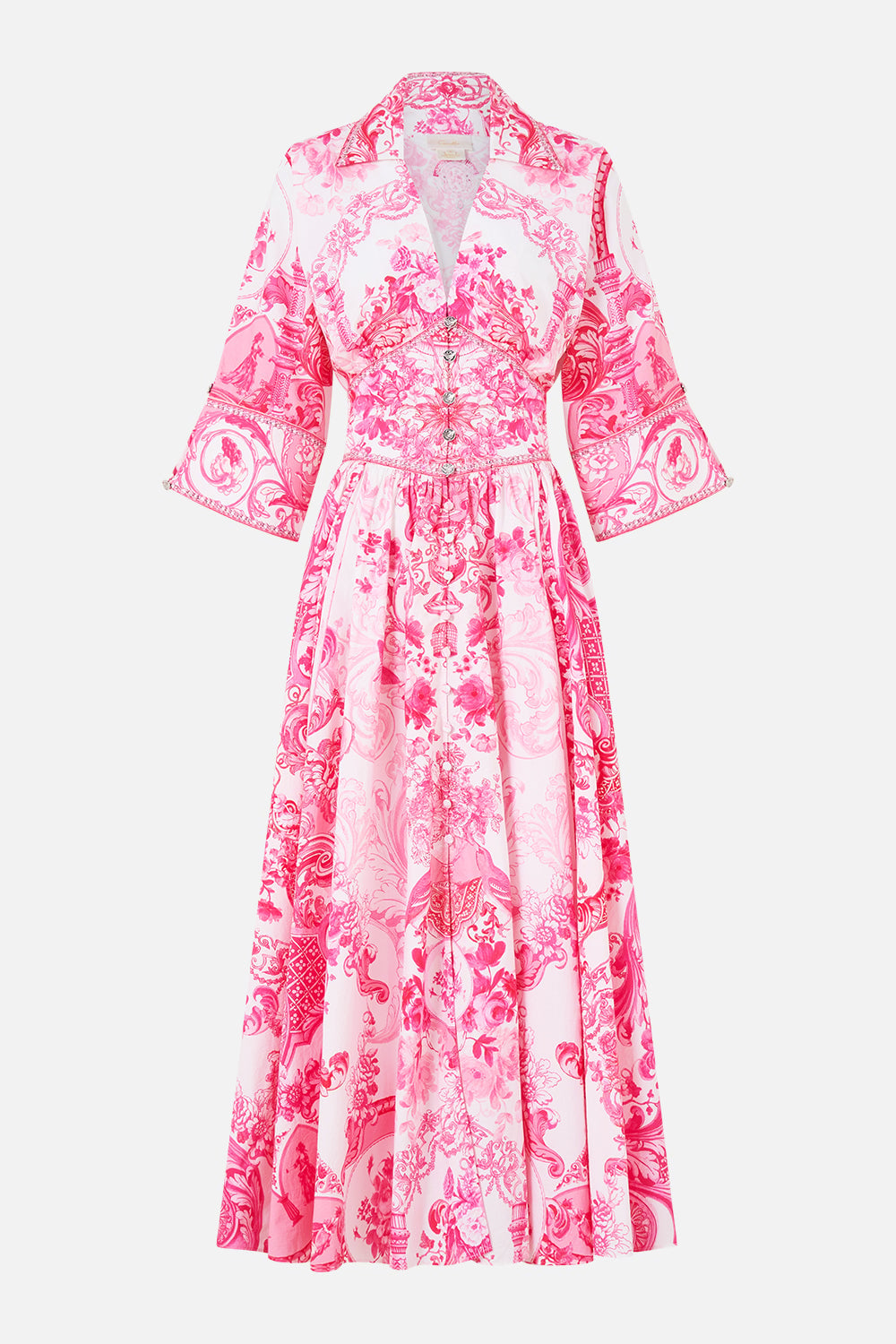 MNCAM131026140621642_3 CAMILLA Shaped Waistband Midi Dress Livin LA Vida Rosa - Image 3