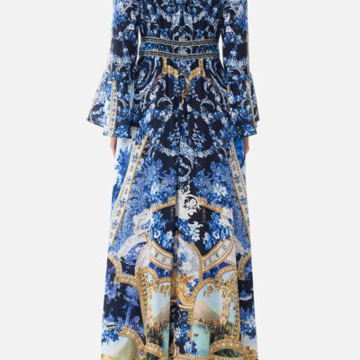 CAMILLA Shaped Waistband Dress With Ruffle Sleeve Sweet Sacré Bleu - Image 2