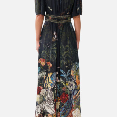 CAMILLA Shaped Waistband Dress With Flutter Sleeves Palace Zoology - Image 2