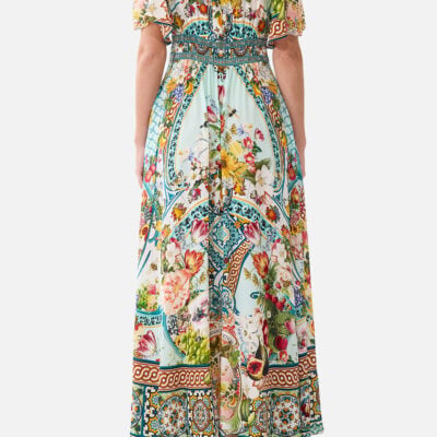 CAMILLA Shaped Waistband Dress With Flutter Sleeves Magic OF the Mercado - Image 2