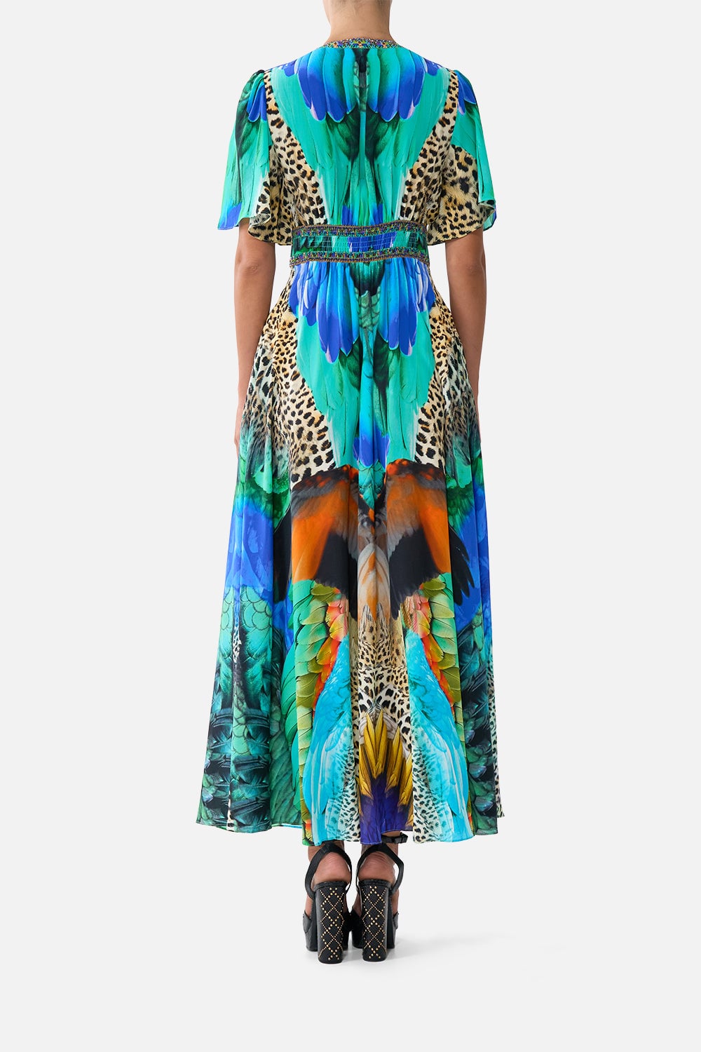 MNCAM131026140621648_2 CAMILLA Shaped Waistband Dress With Flutter Sleeves Jungle Flight - Image 2