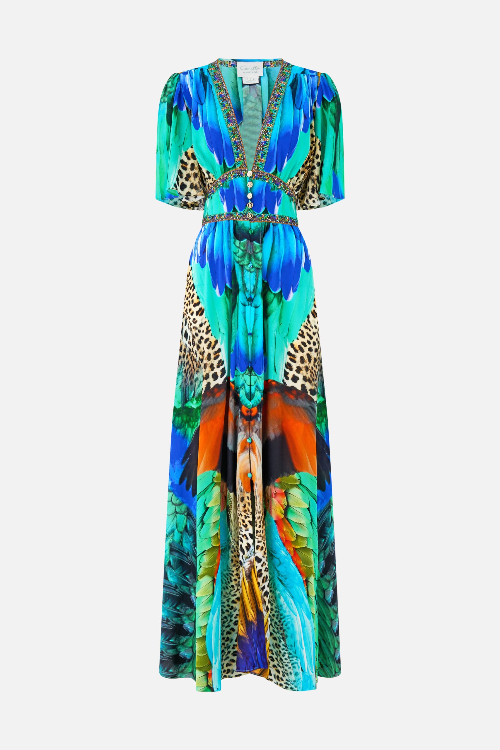 MNCAM131026140621648_3 CAMILLA Shaped Waistband Dress With Flutter Sleeves Jungle Flight - Image 3