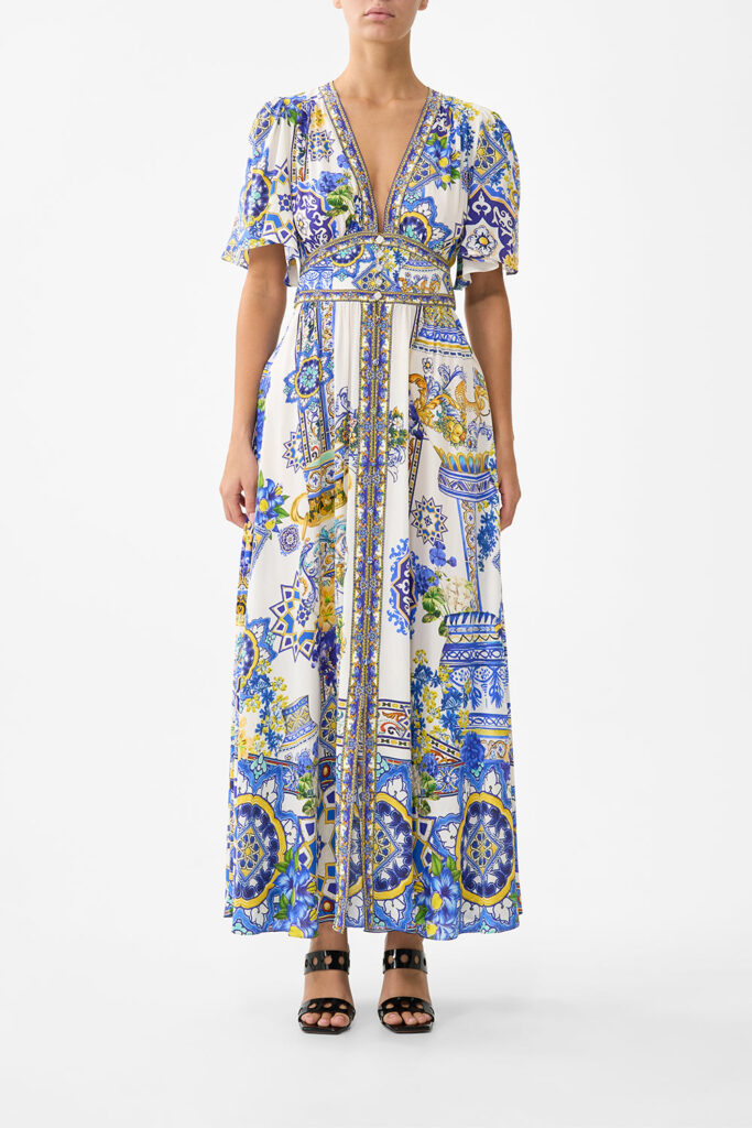 CAMILLA Shaped Waistband Dress With Flutter Sleeves España Nirvana - Image 1
