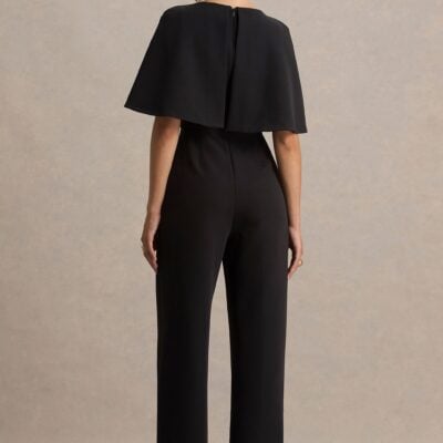 Club L London Vivid | Black Plunge-Neck Jumpsuit With Bow-Detail - Image 2