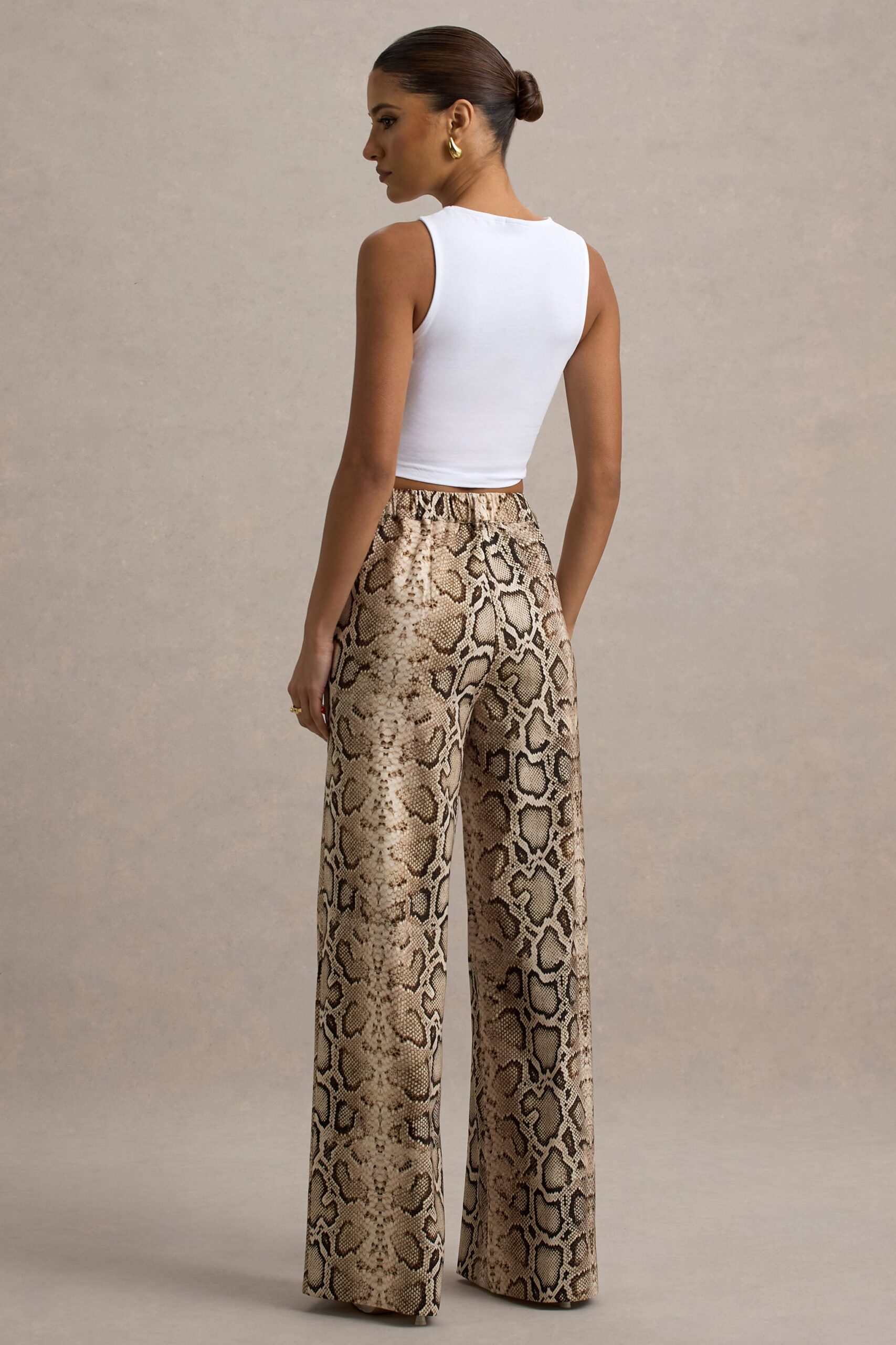 MNCLL131026150712291_2 Club L London Shaniya | Snake Print High Rise Wide Leg Trousers - Image 2
