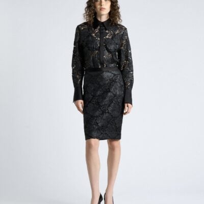 Cue European Coated Lace Pencil Skirt - Image 1