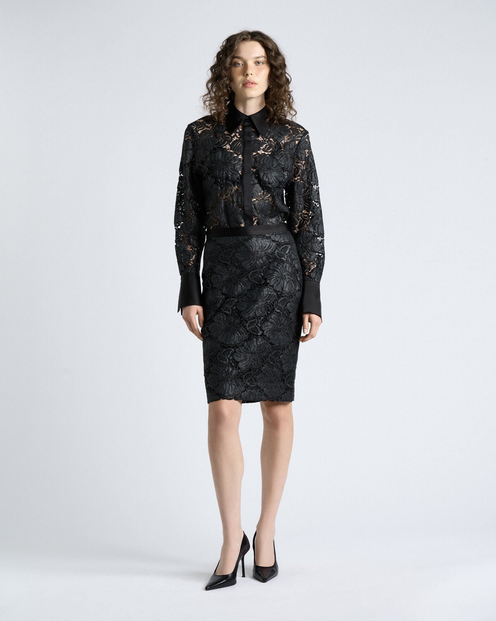 Cue European Coated Lace Pencil Skirt - Image 1