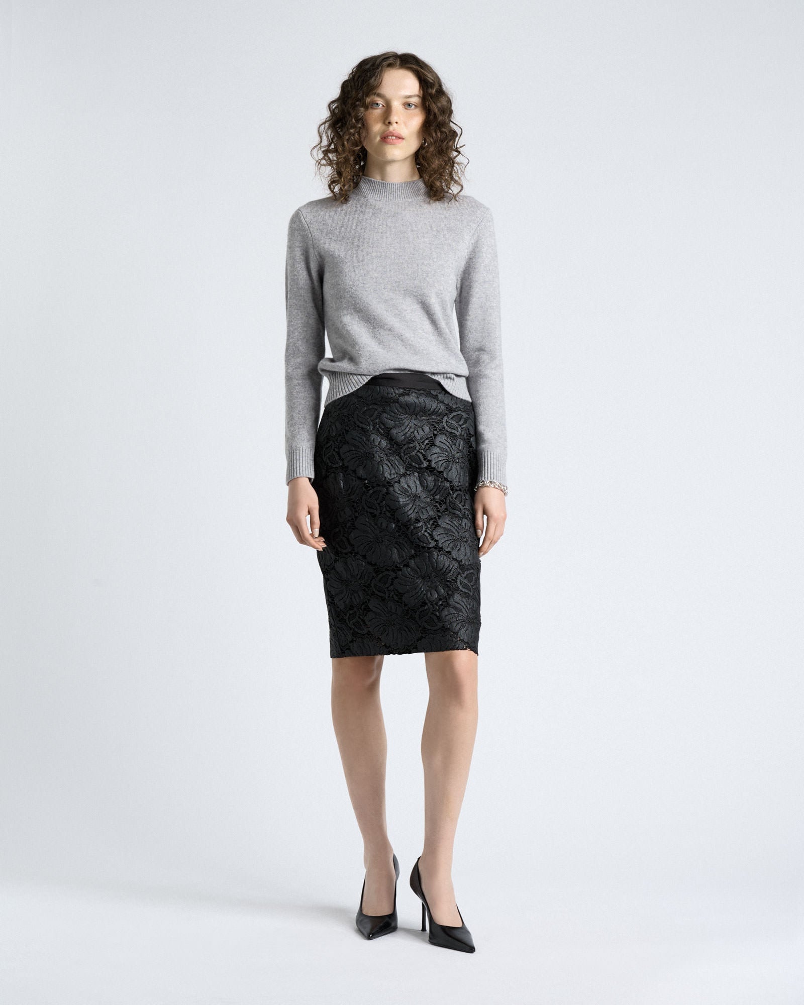 Cue European Coated Lace Pencil Skirt - Image 2