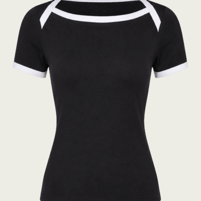Enza Costa Cotton Ringer Bateau Tee - Image 1