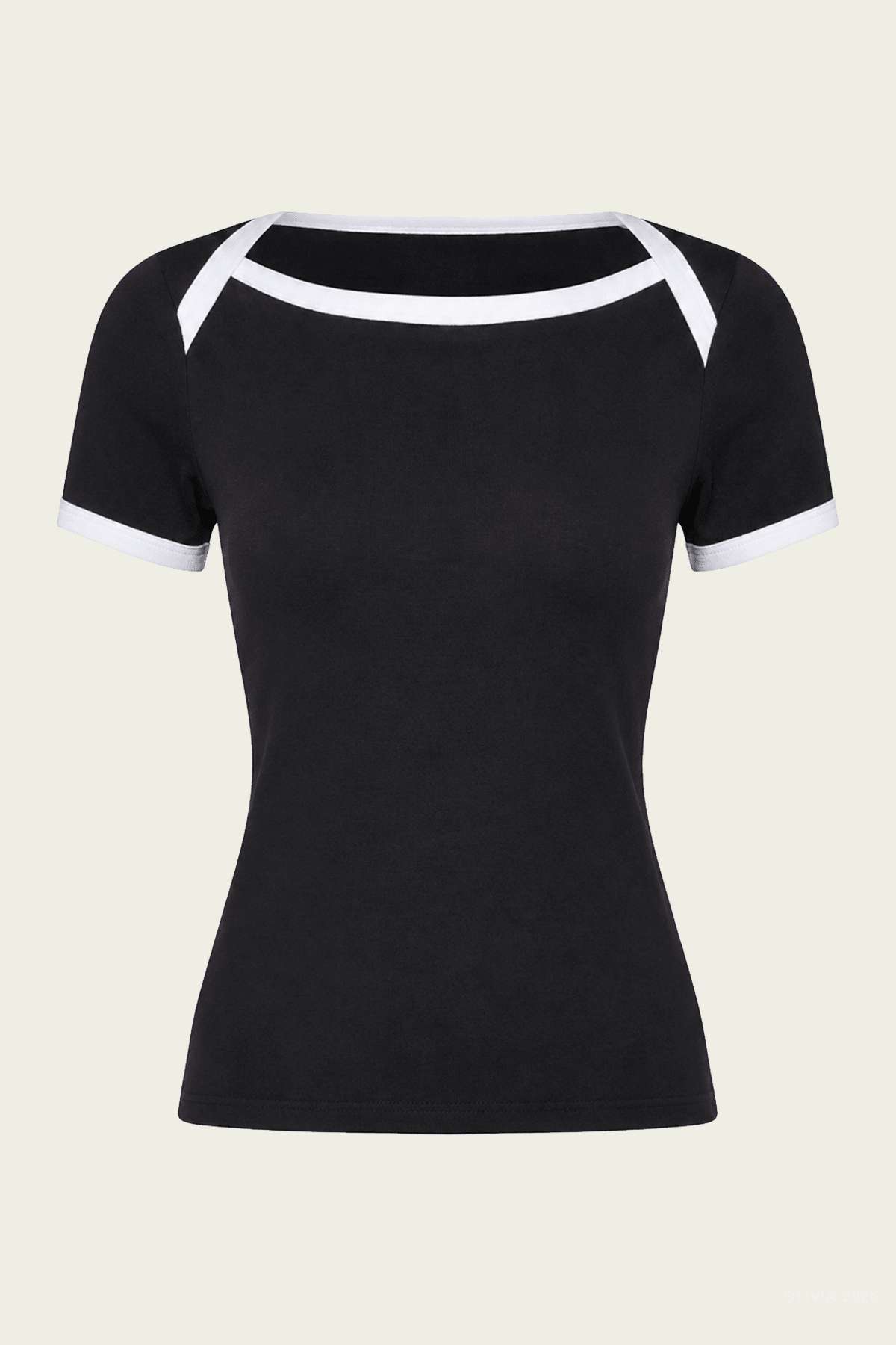 Enza Costa Cotton Ringer Bateau Tee - Image 1