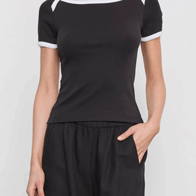 Enza Costa Cotton Ringer Bateau Tee - Image 2