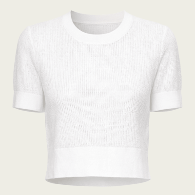 Enza Costa Linen Open Knit Cropped Top - Image 1