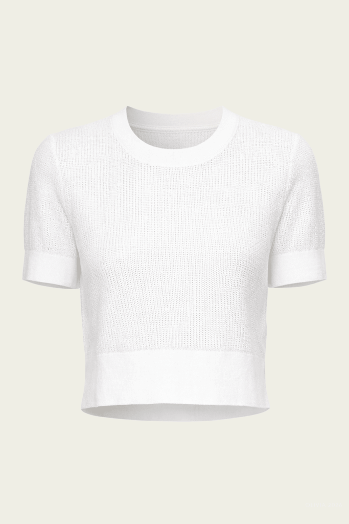 Enza Costa Linen Open Knit Cropped Top - Image 1