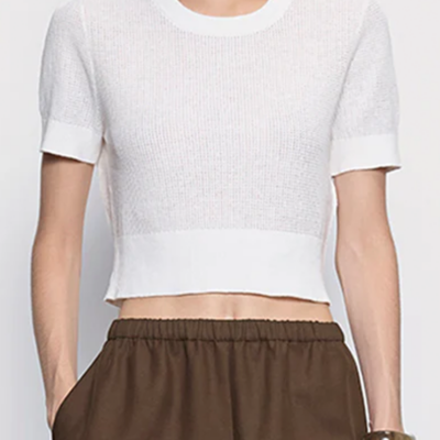 Enza Costa Linen Open Knit Cropped Top - Image 2
