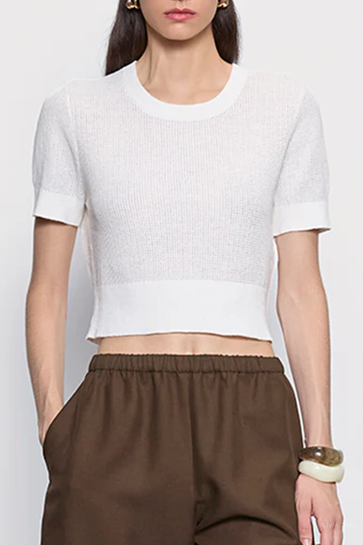 MNENZA041026045900307_2 Enza Costa Linen Open Knit Cropped Top - Image 2