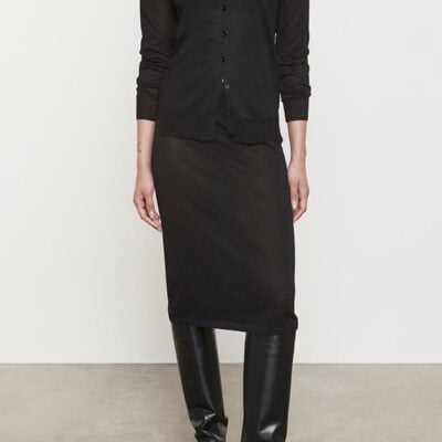 Enza Costa Lamé Knitted Cardigan - Image 1