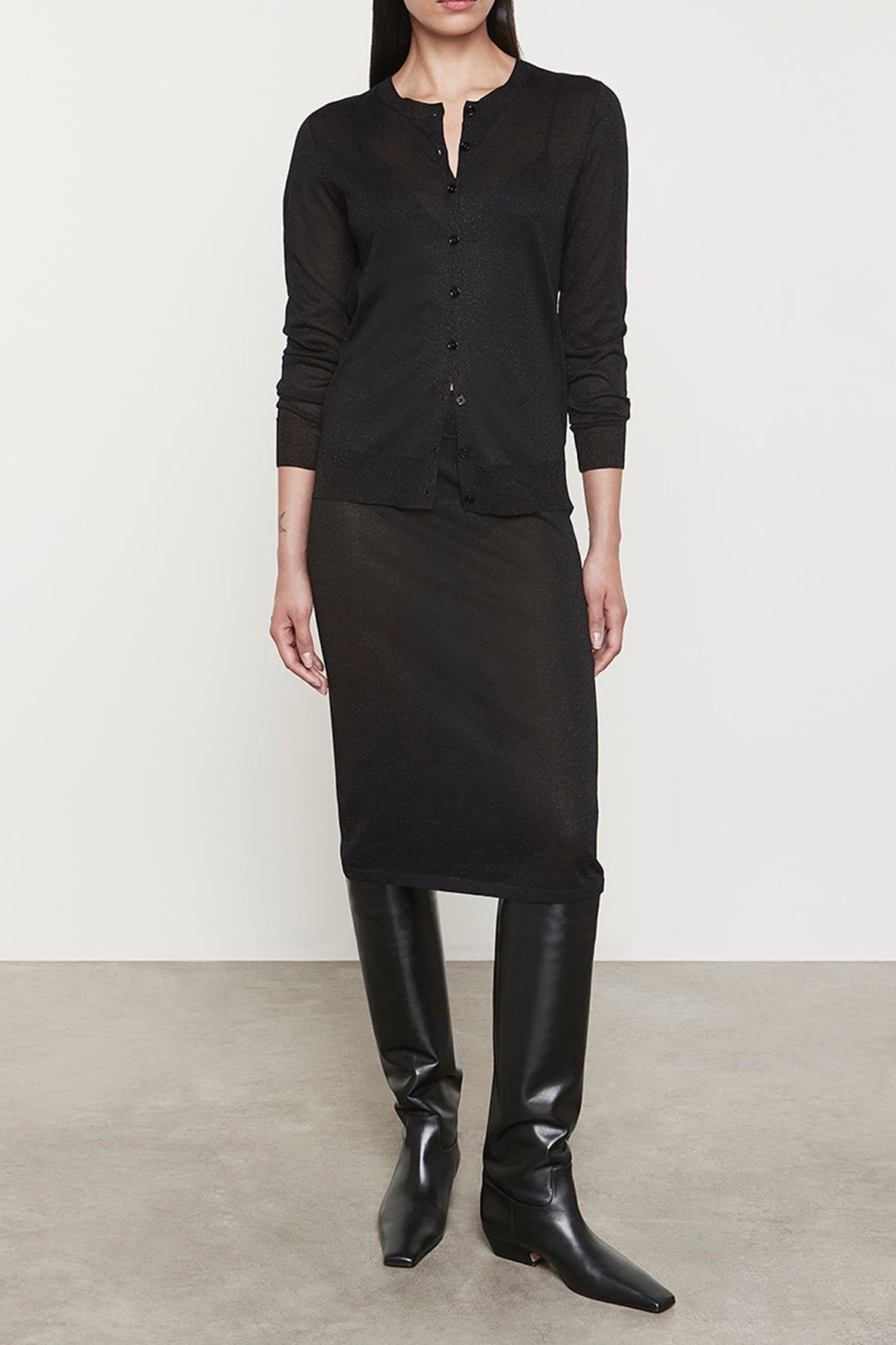 Enza Costa Lamé Knitted Cardigan - Image 1