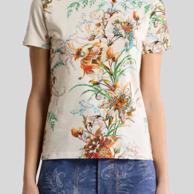 Etro Floral-Print Cotton T-Shirt - Image 2