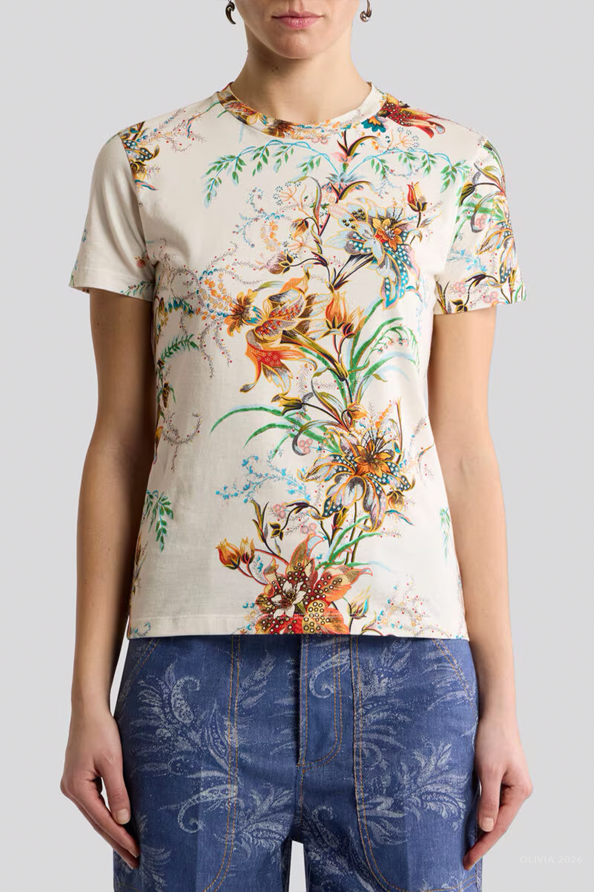 Etro Floral-Print Cotton T-Shirt - Image 2