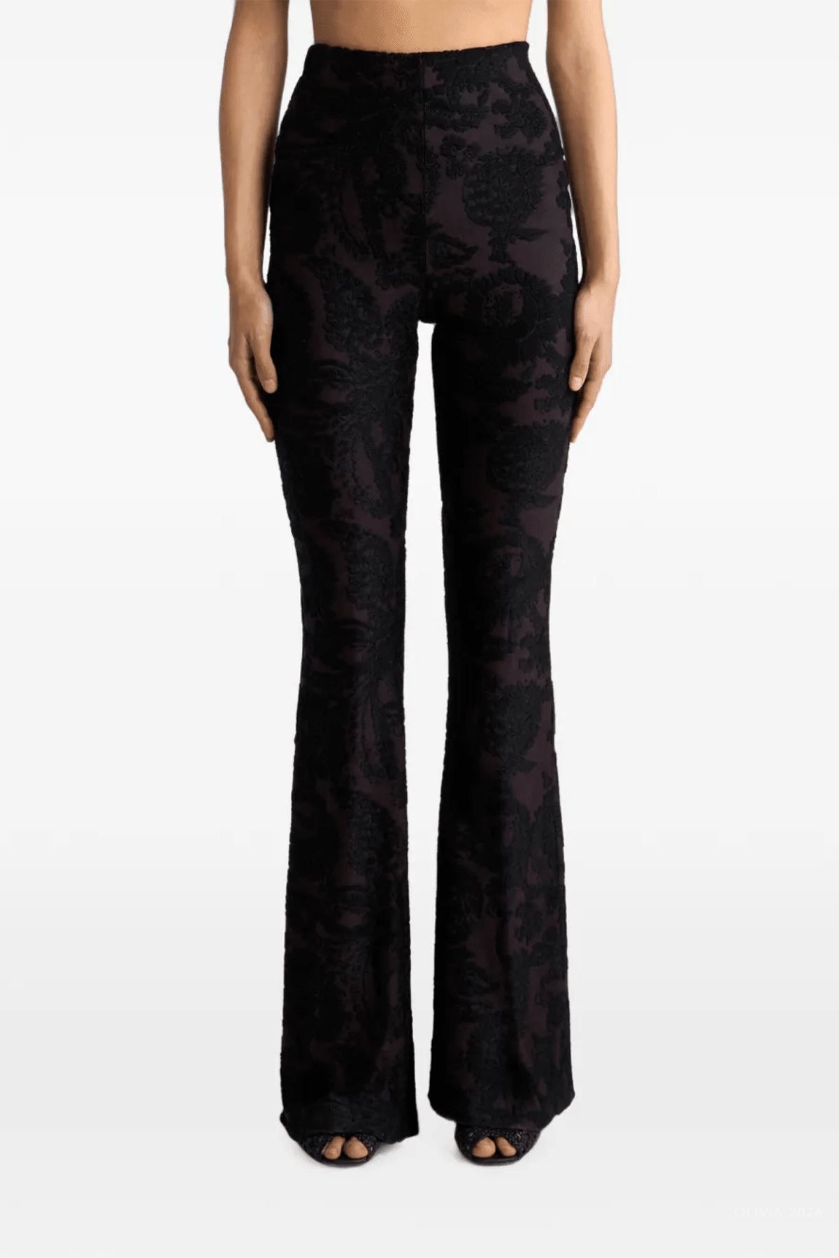 Etro Paisley Foliage Motif Jacquard Flare Pants - Image 2