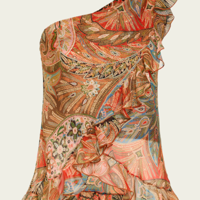 Etro Paisley-Print One-Shoulder Ruffles Top - Image 1
