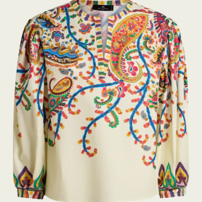 Etro Floral Paisley-Print Cotton Blouse - Image 1