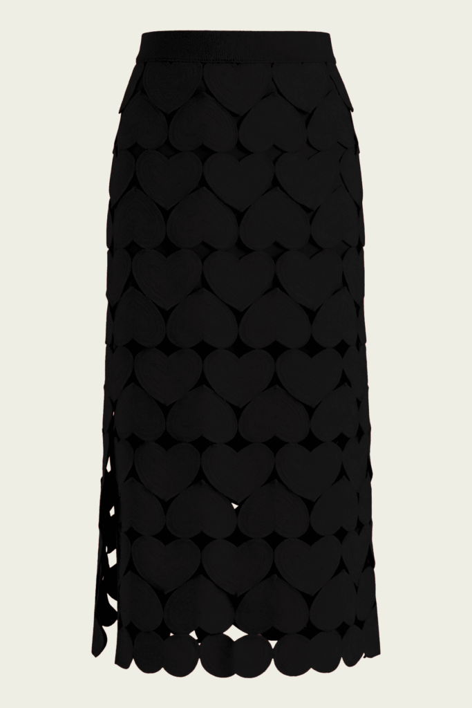 FARM Rio Black Hearts Midi Skirt - Image 1