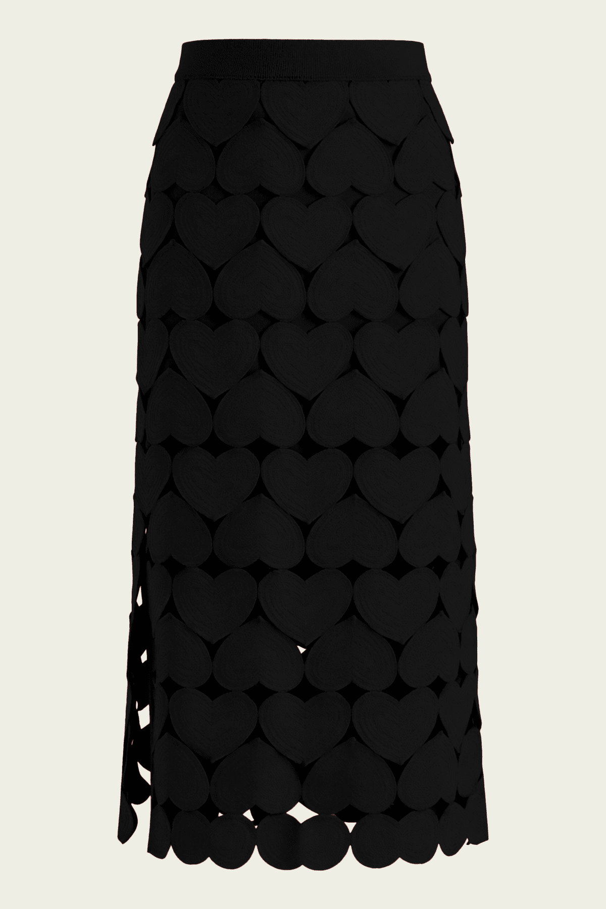 FARM Rio Black Hearts Midi Skirt - Image 1