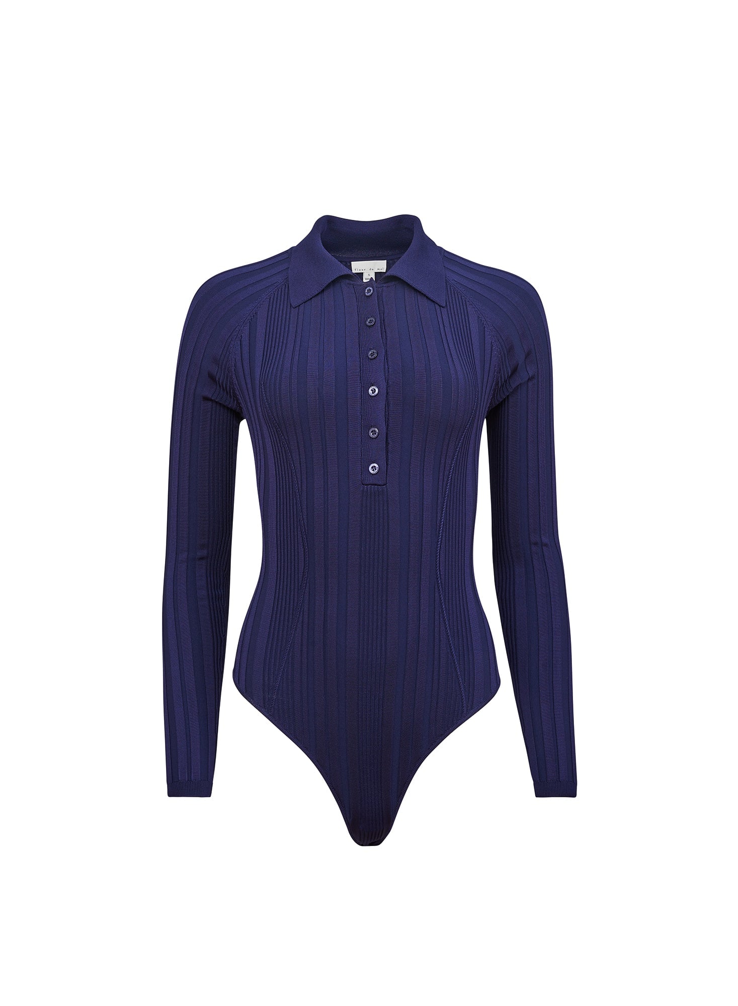 MNFDM041026035305051_3 fleur du mal Long Sleeve Rib Polo Bodysuit - Image 3