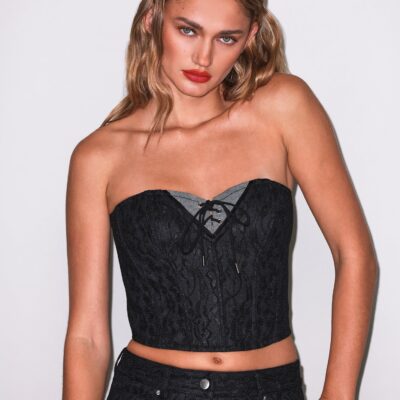 fleur du mal Lace Denim Bustier - Image 1