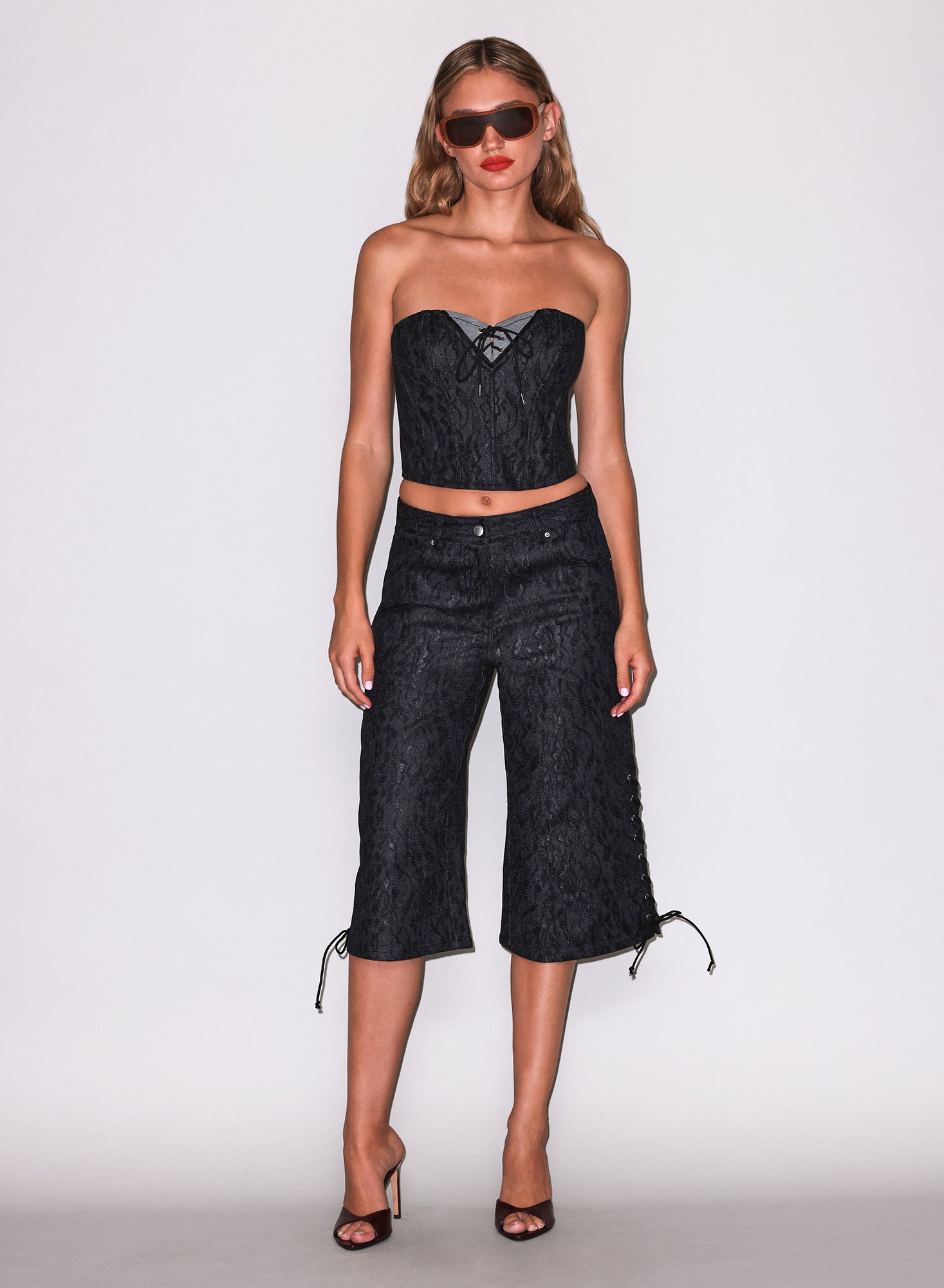 MNFDM041026035305102_2 fleur du mal Lace Denim Bustier - Image 2