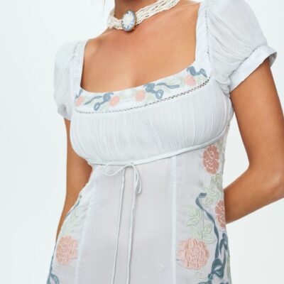For Love & Lemons Zinnia Rose Embroidered Maxi Dress - Image 2