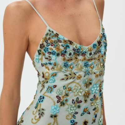 For Love & Lemons Tiffiany Asymmetrical Beaded Mini Dress - Image 2