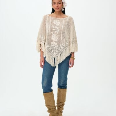 For Love & Lemons Rosewood Crochet Poncho - Image 1